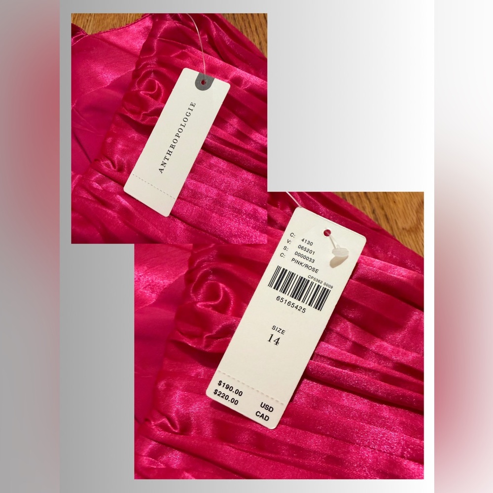 NWT - ANTHROPOLOGIE MAEVE - Pink Satin Mini Bow Cocktail Dress - Sz 14 - Picture 6 of 13